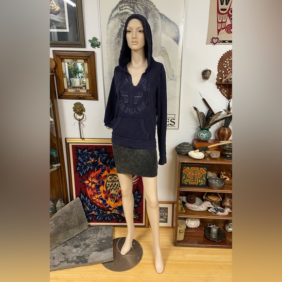 Dark Indigo Blue Pull Over Hoodie - Picture 4 of 5